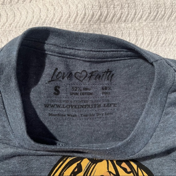 love in faith / blue ‘thankful grateful blessed’ short sleeve tee size small - Picture 6 of 6